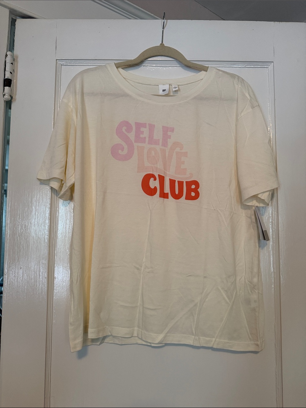NWT Nordstrom Self Love Club Graphic Tee - Cream with Pink & Red Print